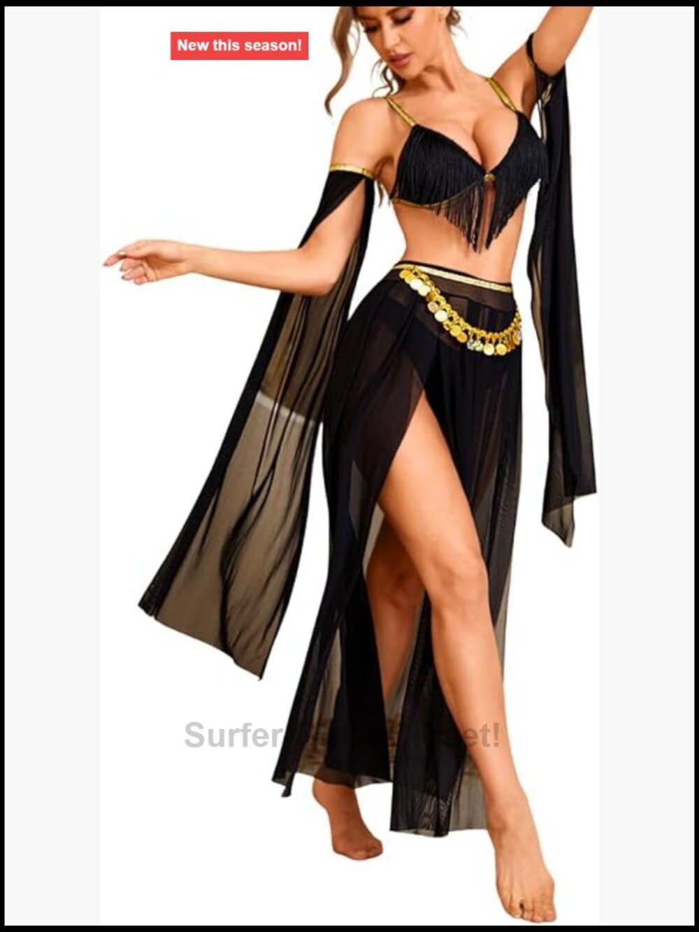 Sequin Belly Dance Outfit 4pc Split Skirt Lingerie Set Cosplay Rave Costume